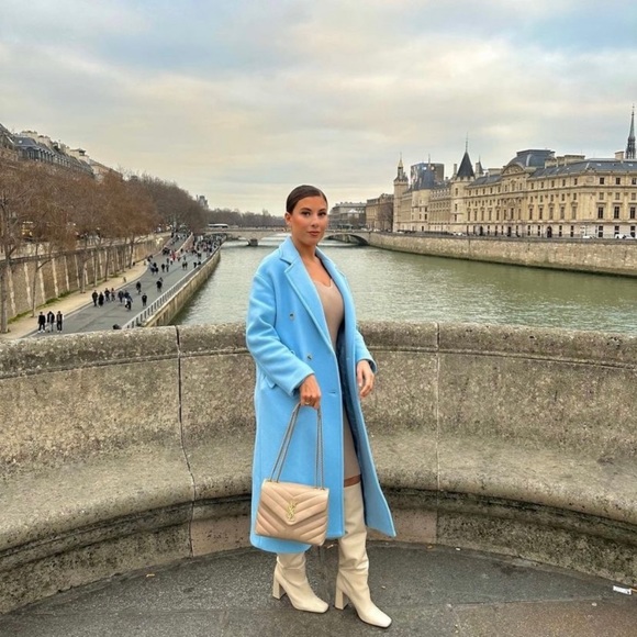 Zara double breasted oversized wool coat sky blue - Picture 15 of 15